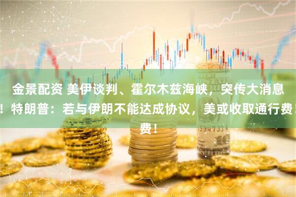金景配资 美伊谈判、霍尔木兹海峡，突传大消息！特朗普：若与伊朗不能达成协议，美或收取通行费！